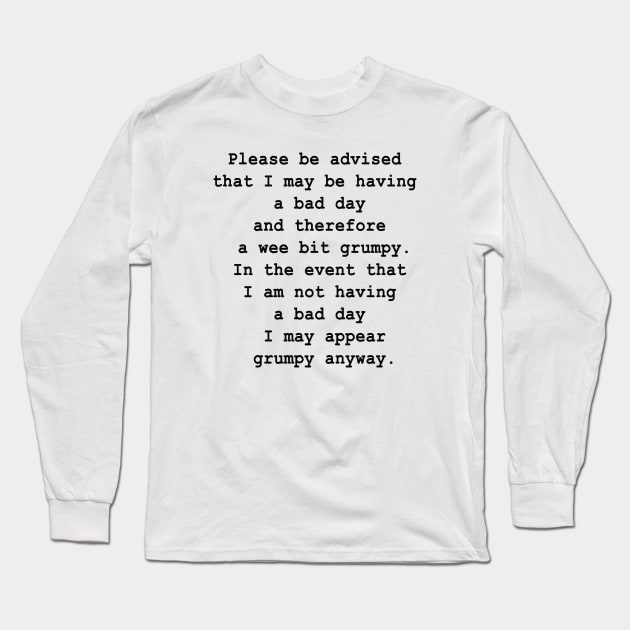 Grumpy Long Sleeve T-Shirt by MelissaJBarrett